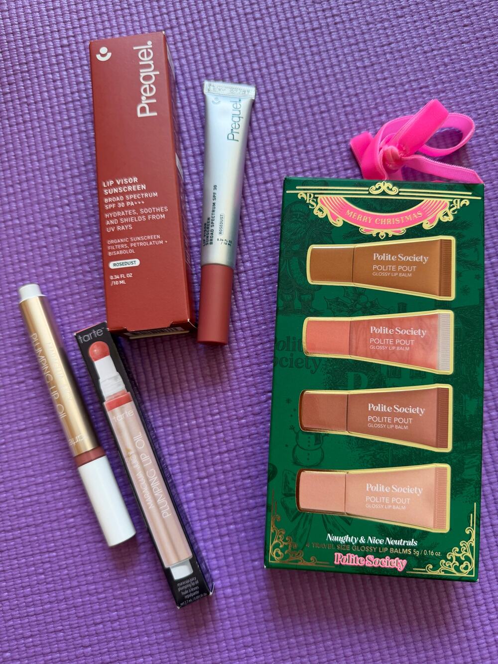 New Tarte Maracuja Lip Oil Polite Society Lip Balm Prequel Sunscreen Lot